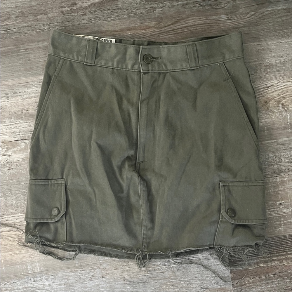 Vintage Olive Green Cargo Mini Skirt